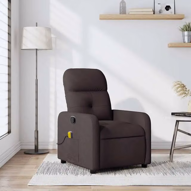 Poltrona Relax Reclinabile vidaXL in Tessuto Marrone con Braccioli e Struttura in Metallo e MDF
