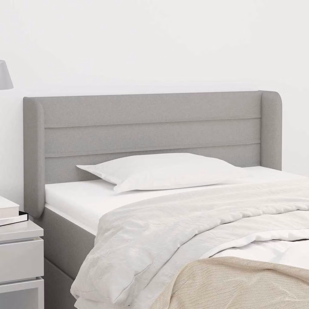 Testiera ad orecchio vidaXL in tessuto grigio chiaro con struttura in legno L: 93 cm, P: 16 cm, H: 78-88 cm