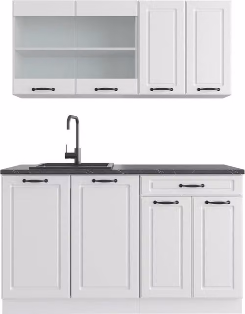 Cucina componibile R-Line Bianco rustico/Bianco 140 cm, PL Antracite Vicco