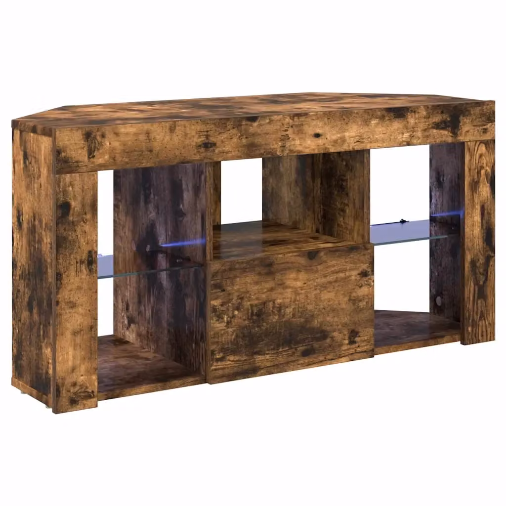 Mobile TV vidaXL con illuminazione LED integrata in rovere marrone L 105 x P 40 x H 50 cm – 2