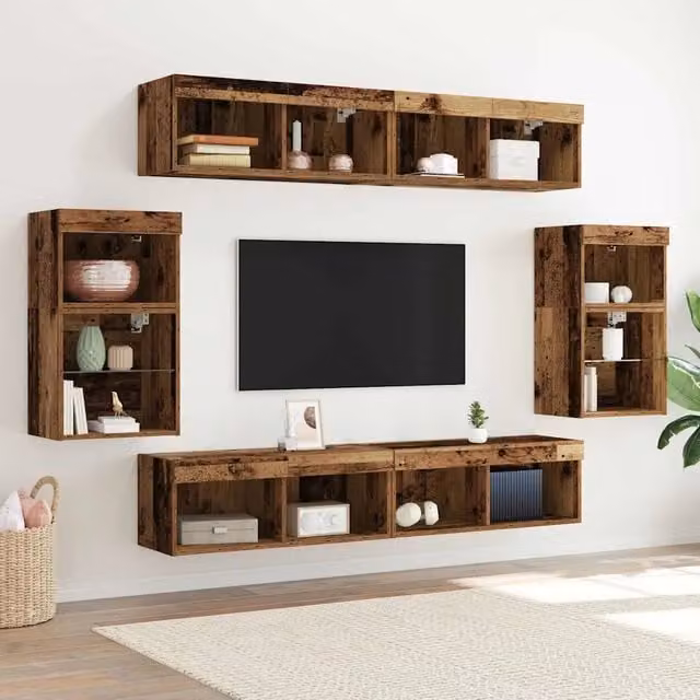 Set mobile TV 8 pz Legno vecchio Legno ingegnerizzato 3334386