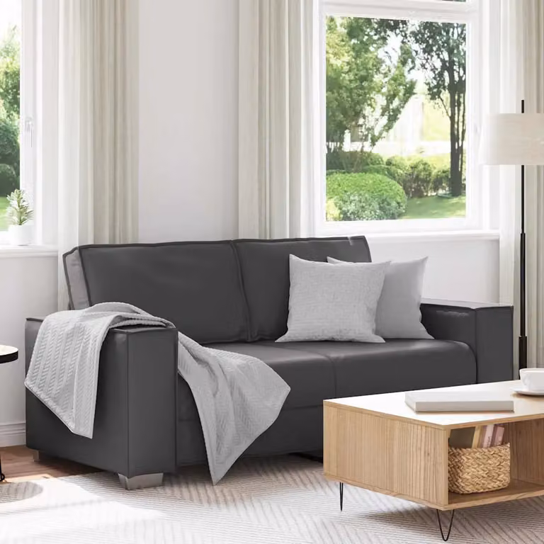 Divano a due posti moderno vidaXL in pelle sintetica grigio L: 180 cm, P: 78 cm, H: 84 cm