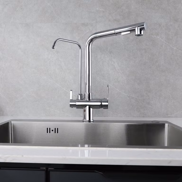 Miscelatore da cucina a tre vie, estraibile, cromato, 3 in 1
