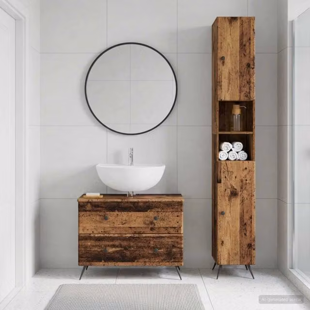 Set di Armadi da Bagno da 2 Pezzi BREDA Legno antico 3417565