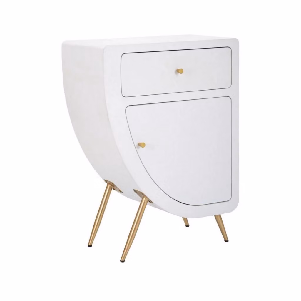 Comodino Suze DMORA Bianco e Oro L 60 cm, P 32 cm, H 79 cm – 2