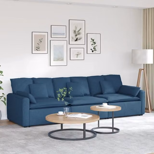 Divano Modulare con Cuscini Blu 3321094