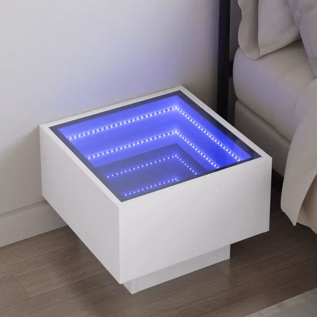 Comodino con LED Infinity Design Mania Bianco L/P/H: 40 x 40 x 30 cm