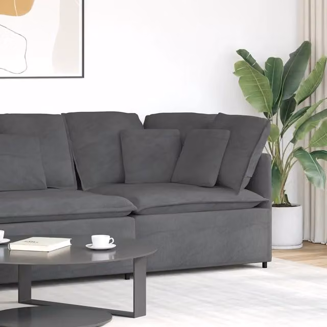 Modulo Angolare Divano Modulare con Cuscini Grigio Scuro 100 cm 4104468