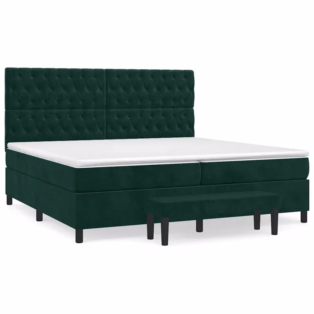 Giroletto a Molle Ibrido con Materasso vidaXL in Velluto Verde Scuro L/P/H: 200 x 200 x 66 cm – 2