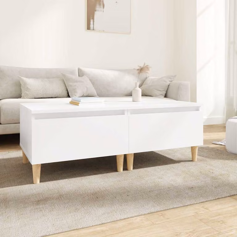 Set di 2 tavolini bianchi vidaXL in stile scandinavo in legno e MDF, L/P/H: 50 x 46 x 35 cm
