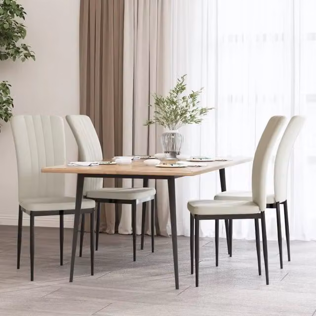 Set di 4 sedie da pranzo vidaXL in velluto beige per soggiorno e cucina