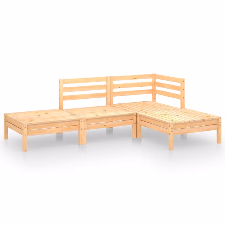Set Divani da Giardino 4 pz in Legno Massello di Pino