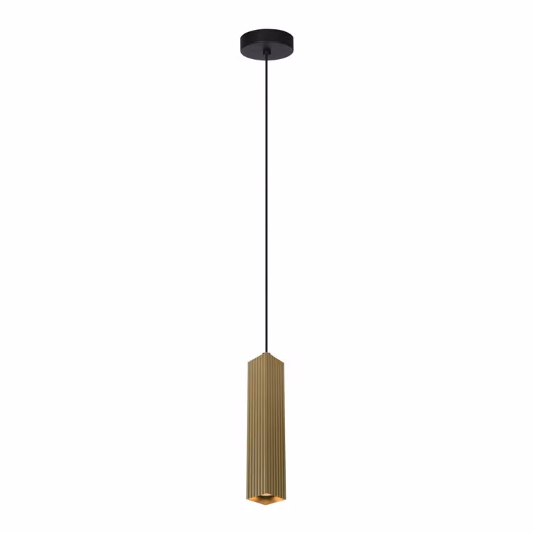 Lampada a sospensione moderna per cucina soggiorno sopra isola tubo quadrato dorato a righe 1xGU10 10W TECNO Italux