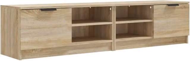 Set di 2 Mobili TV Moderni in Legno Multistrato Rovere Sonoma Beige L 80 x P 35 x H 36,5 cm