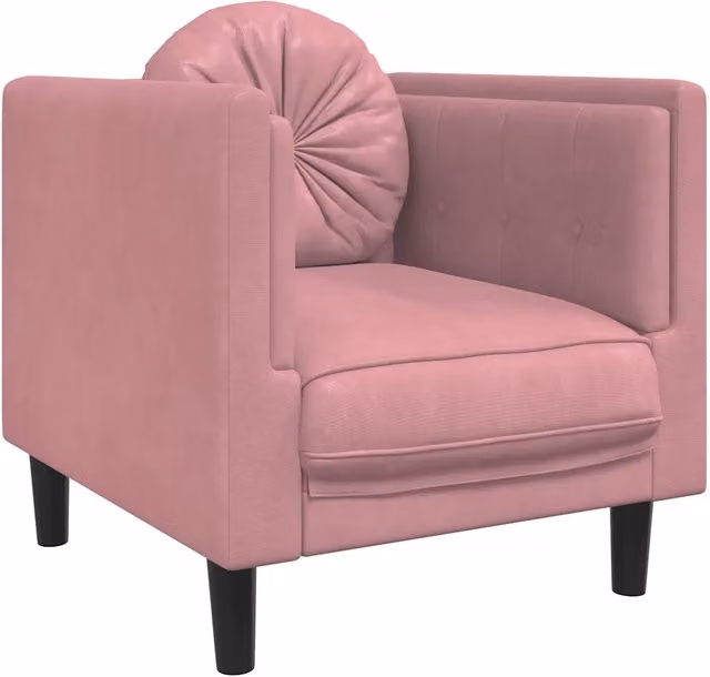 Poltrona Relax Moderna in Velluto Rosa con Braccioli e Cuscino in Schiuma