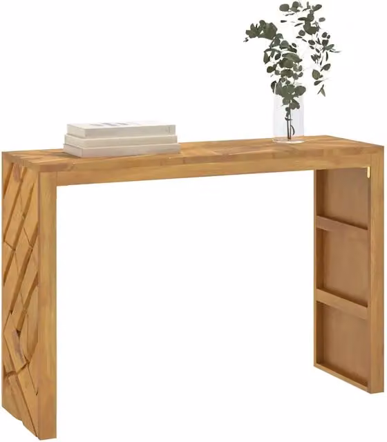 Tavolo Consolle Moderno vidaXL in Legno di Teak Marrone L: 110 cm, P: 35 cm, H: 75 cm
