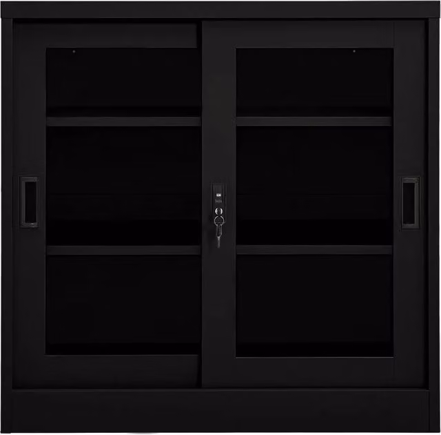 Armadio con Ante Scorrevoli Nero 90x40x90 cm in Acciaio 335956
