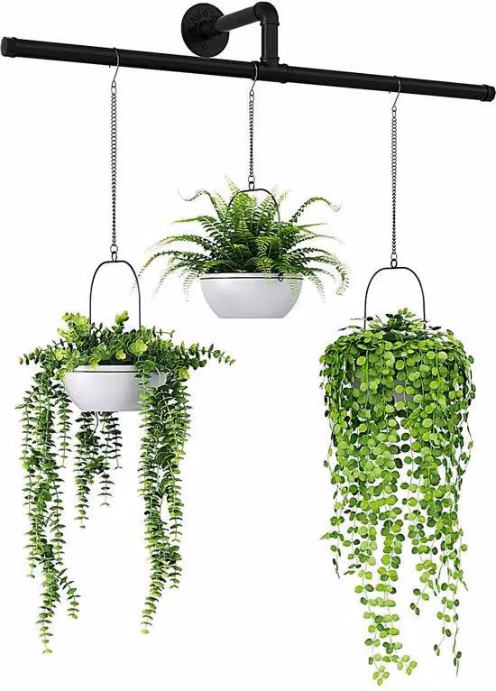 Portavasi neri a forma di T per la decorazione di interni ed esterni