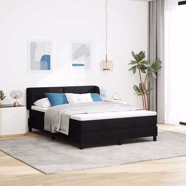 Letto a molle moderno vidaXL con testiera in tessuto nero L/P/H: 160 x 200 x 280 cm