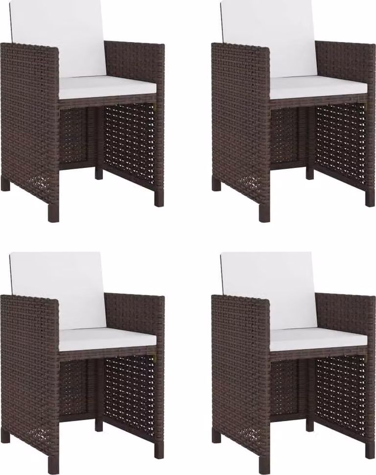 vidaXL Set da pranzo da giardino 5 pezzi con cuscini in polyrattan marrone