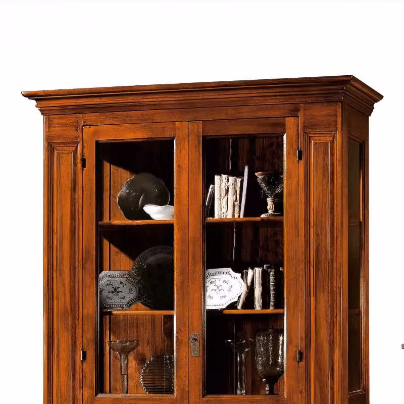 Vetrina Mobili 2G con 2 ante in vetro in legno color noce L: 155 cm, P: 48 cm, H: 215 cm – 2
