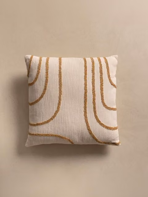 Cuscino quadrato Naam Kenay Home giallo e bianco con motivo grafico in cotone, L 45 x P 45 x H 45 cm