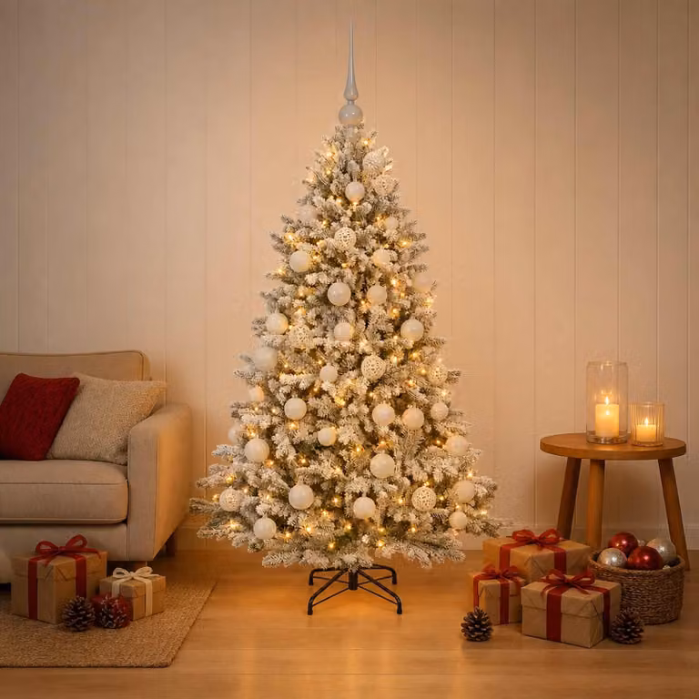 Albero di Natale artificiale con decorazioni a sfera, altezza 150 cm, 150 luci LED