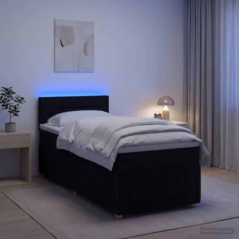 Letto box spring con materasso vidaXL in tessuto nero L 200 cm x P 80 cm