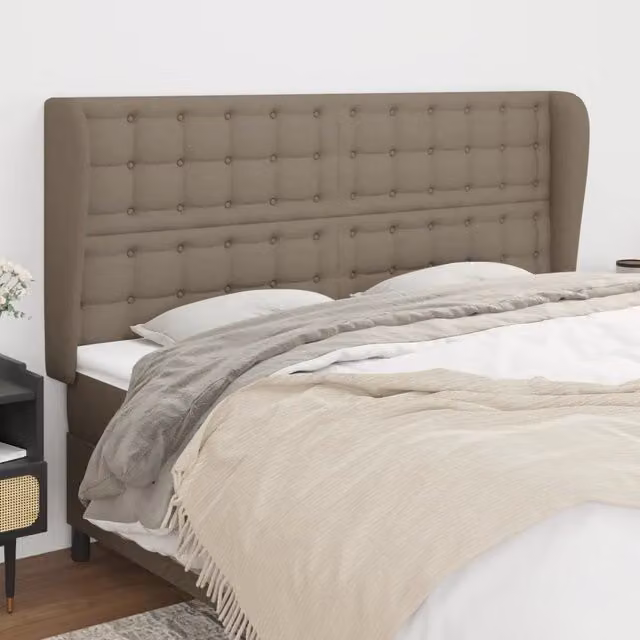 Testiera ad orecchio Design Mania in tessuto beige L: 163 cm, P: 23 cm, H: 118/128 cm – 1