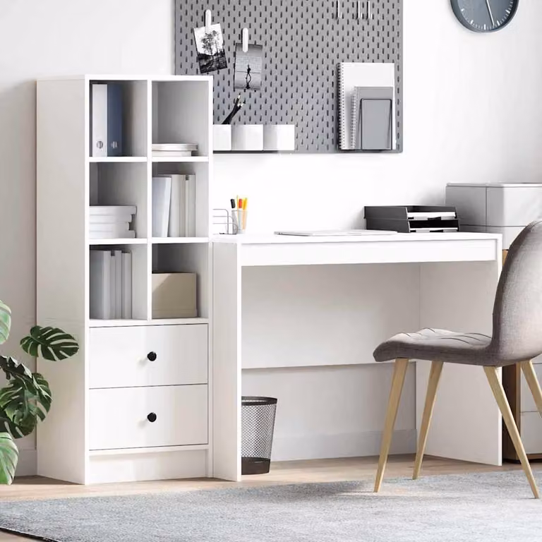 Maison Exclusive - Scrivania con cassetto 2 pcs Bianco