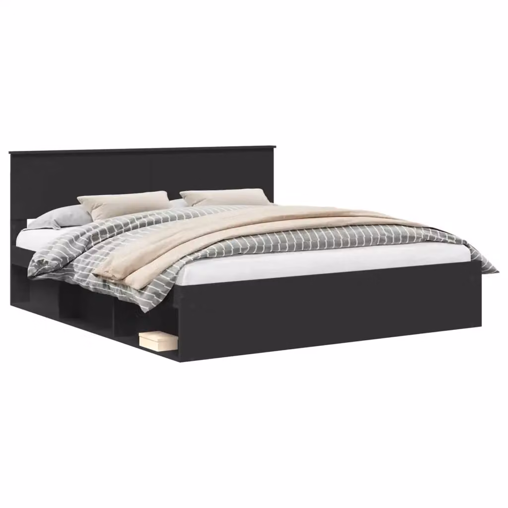 Struttura del letto moderna vidaXL in legno ingegnerizzato nero L/P/H: 180 x 200 x 90 cm – 2