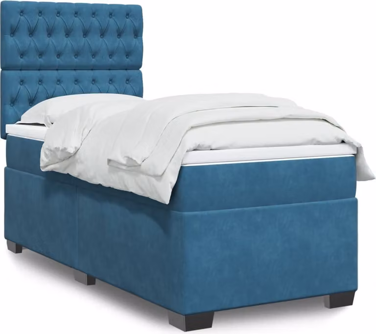 Maison Exclusive - Giroletto a Molle con Materasso Blu 90x190 cm in Velluto