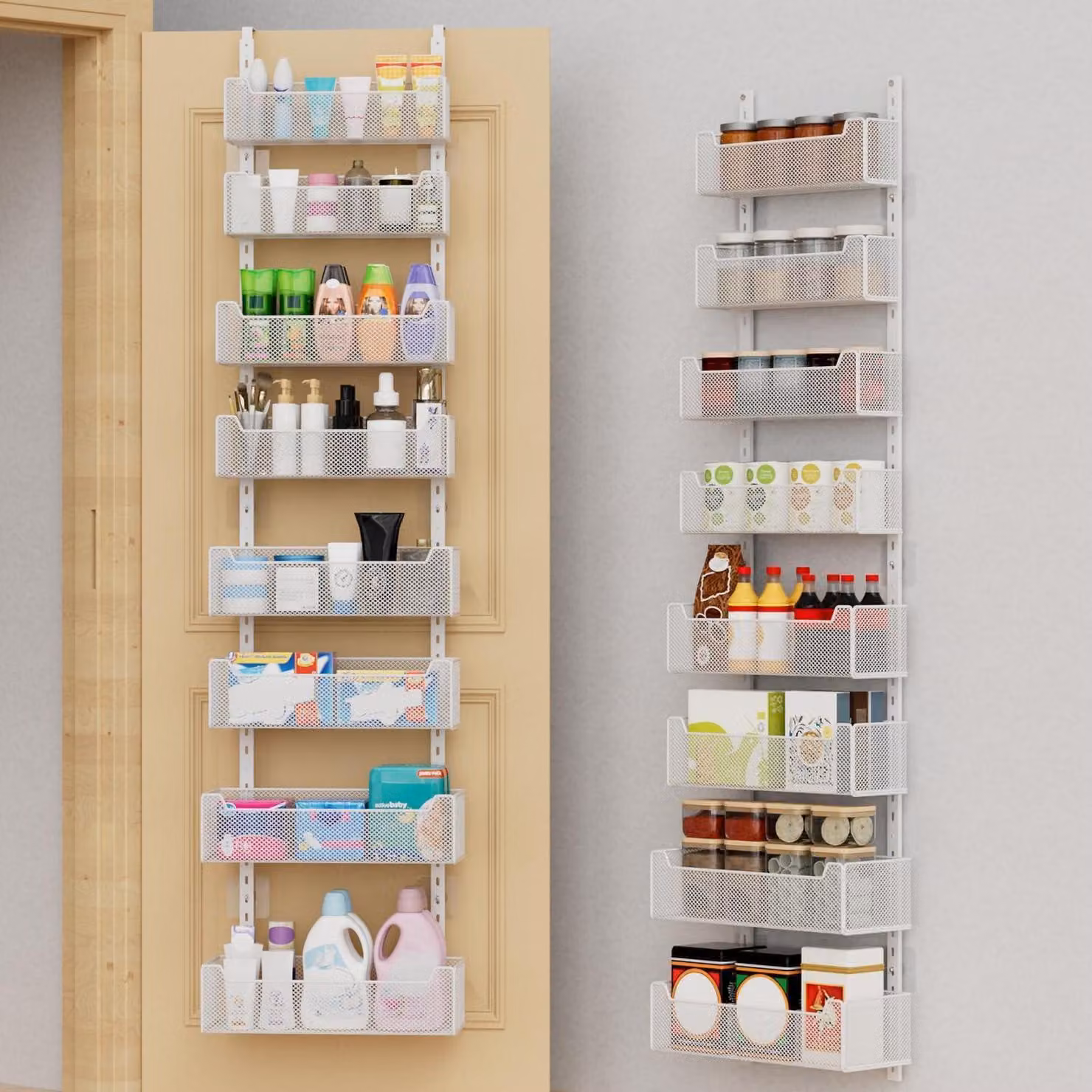 Organizzatore sopraporta con 8 ripiani regolabili, colore bianco