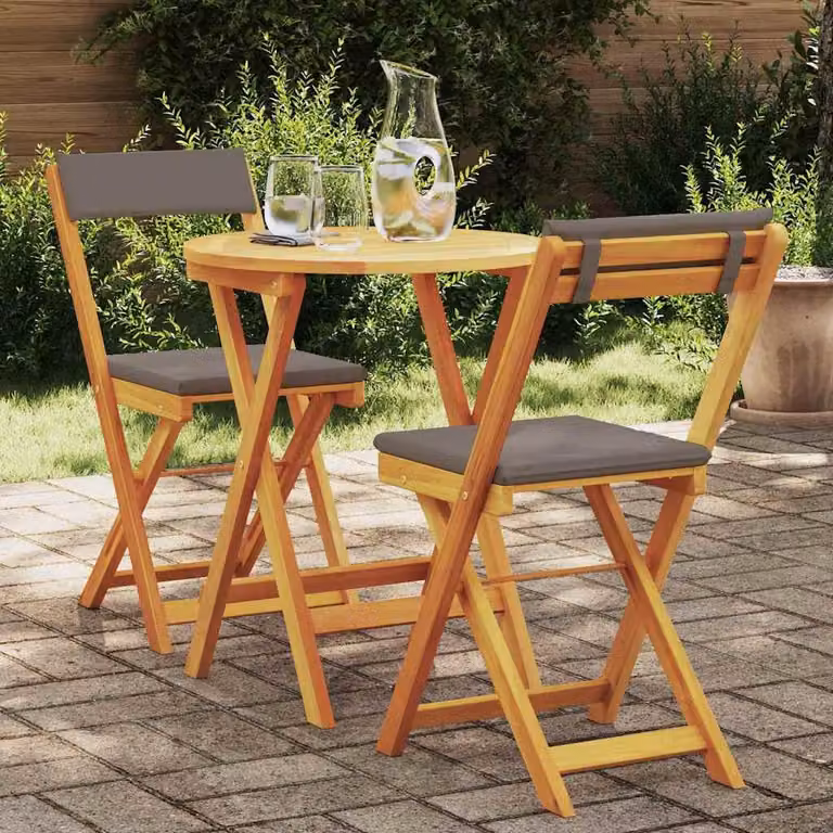 Maison Exclusive - Set da pranzo per esterno, 3 pezzi, in legno massello di acacia, finitura naturale a olio