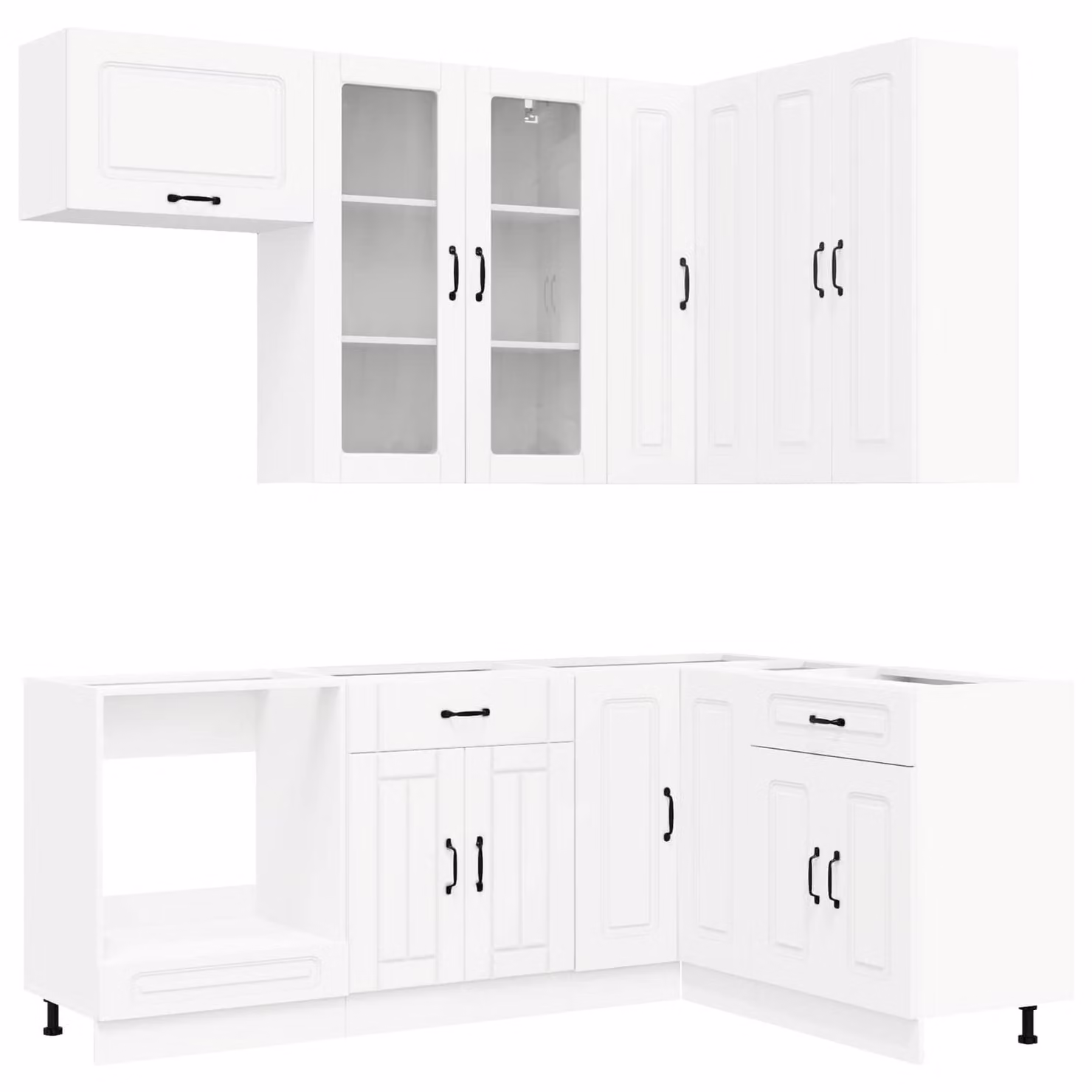 Set di mobili da cucina KALMAR, 8 pezzi, bianco, realizzato in legno composito