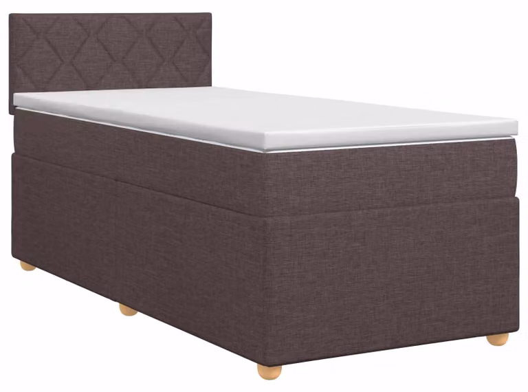 Letto a molle con materasso marrone scuro 80 x 200 cm in tessuto