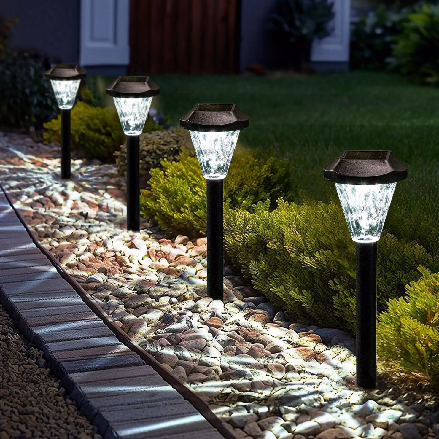 Lampada solare da esterno - Set da 8 - 35,67 cm di altezza - Acciaio inox impermeabile - IP65