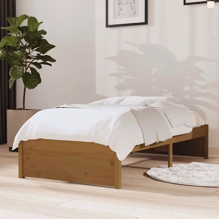 vidaXL Giroletto in legno massello di pino color ambra con doghe fisse L: 195,5 cm, P: 80,5 cm, H: 31 cm