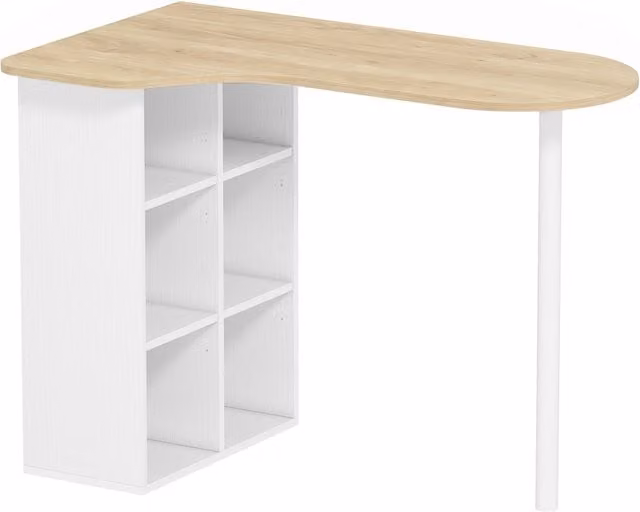 Scrivania per Computer HOMCOM con 6 Scomparti e 4 Ripiani Regolabili, Rovere, L: 100 cm, P: 59 cm