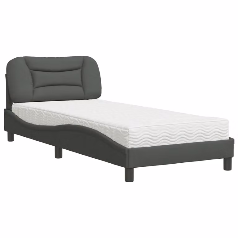 Letto con Materasso Hvar Grigio Scuro 90x190 cm in Tessuto