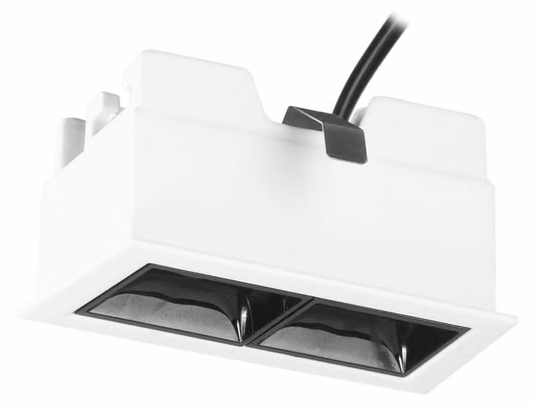 Jim - Downlight da incasso a LED doppio, rettangolare, luce calda 3000K, in alluminio bianco, 75x44 mm