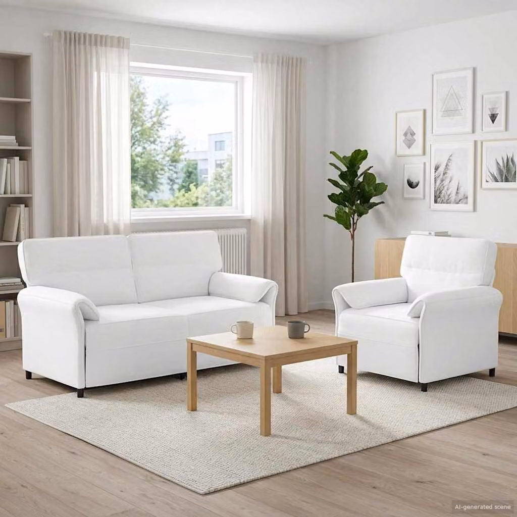 Set di 2 divani moderni vidaXL in tessuto bianco con struttura in metallo per il tuo soggiorno