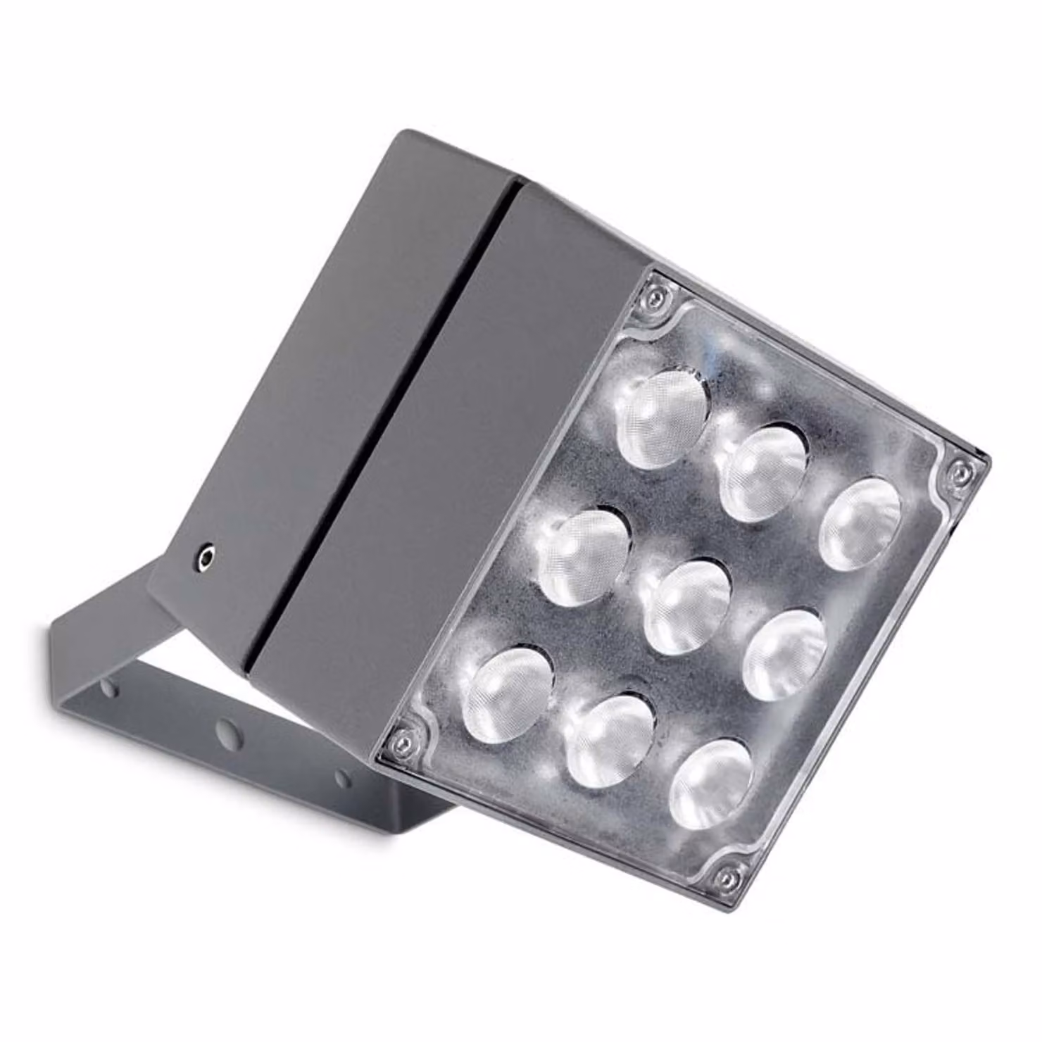 LEDS C4 Cube, faretto esterno - diametro 14,2 cm, luce bianco neutro, colore grigio