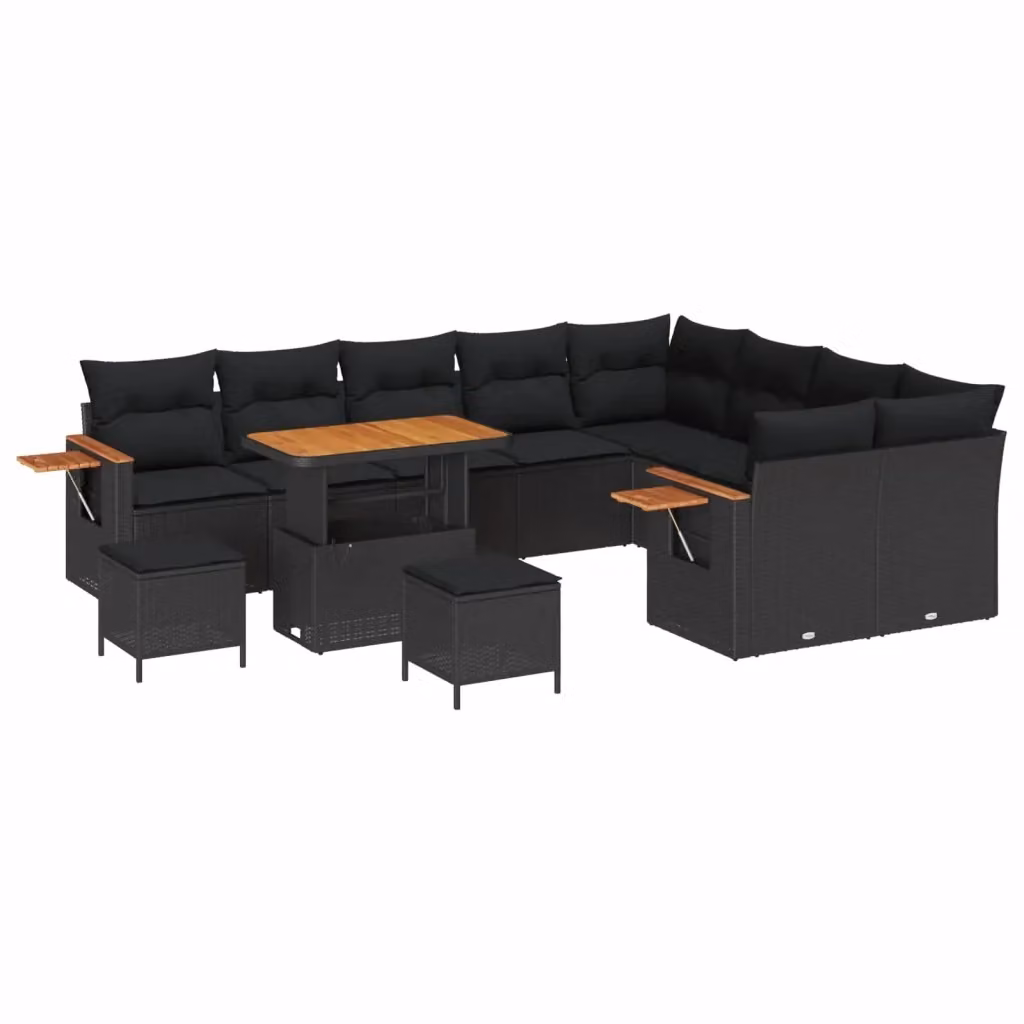 vidaXL Set Divano da Giardino Moderno a L con 12 Pezzi, Nero – 2