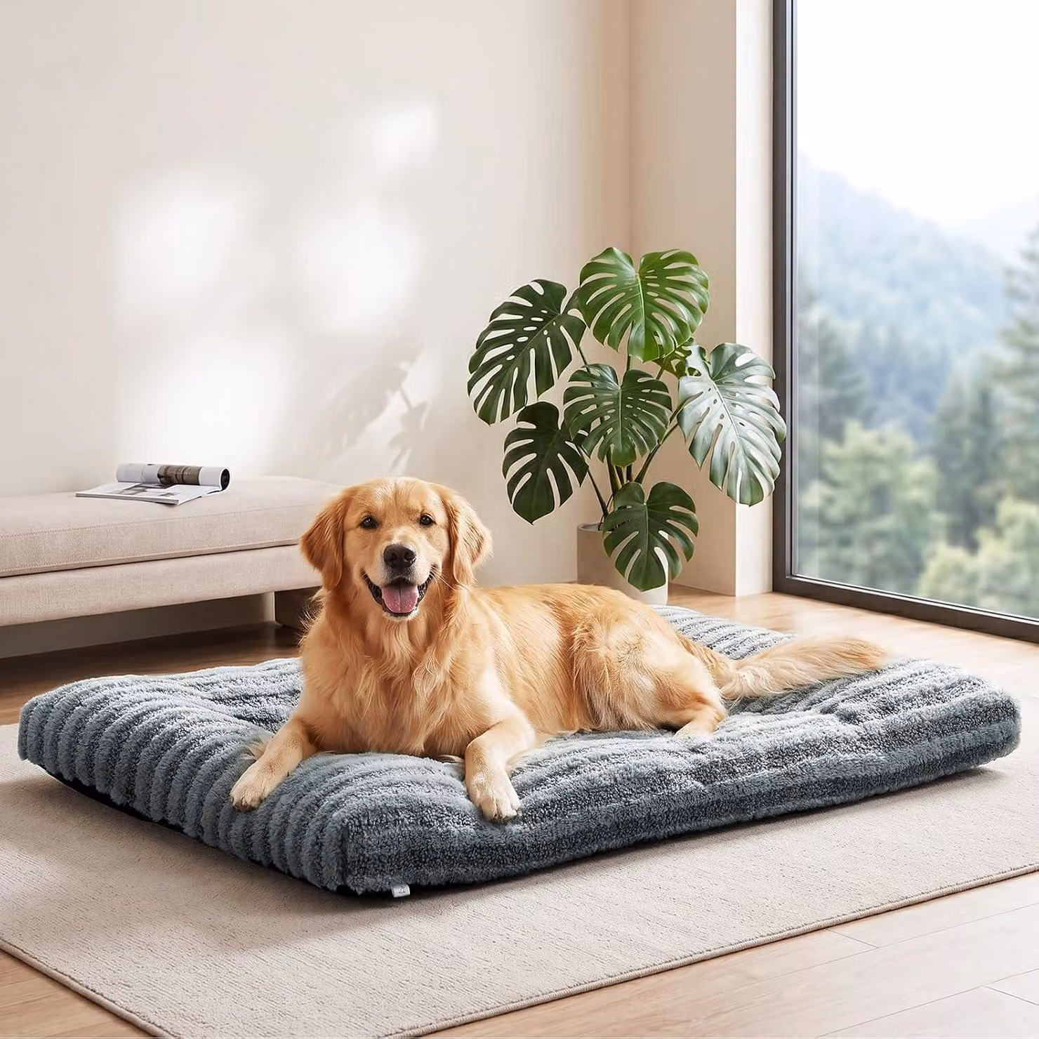 Cuccia per cani, dimensioni 102x70x10 cm, in peluche, traspirante, antiscivolo, adatta per cani di grossa taglia