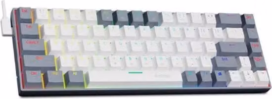 Tastiera Meccanica da Gioco 60% Compacta con Illuminazione RGB LED, Layout QWERTY, Connessione USB-C, Bianca