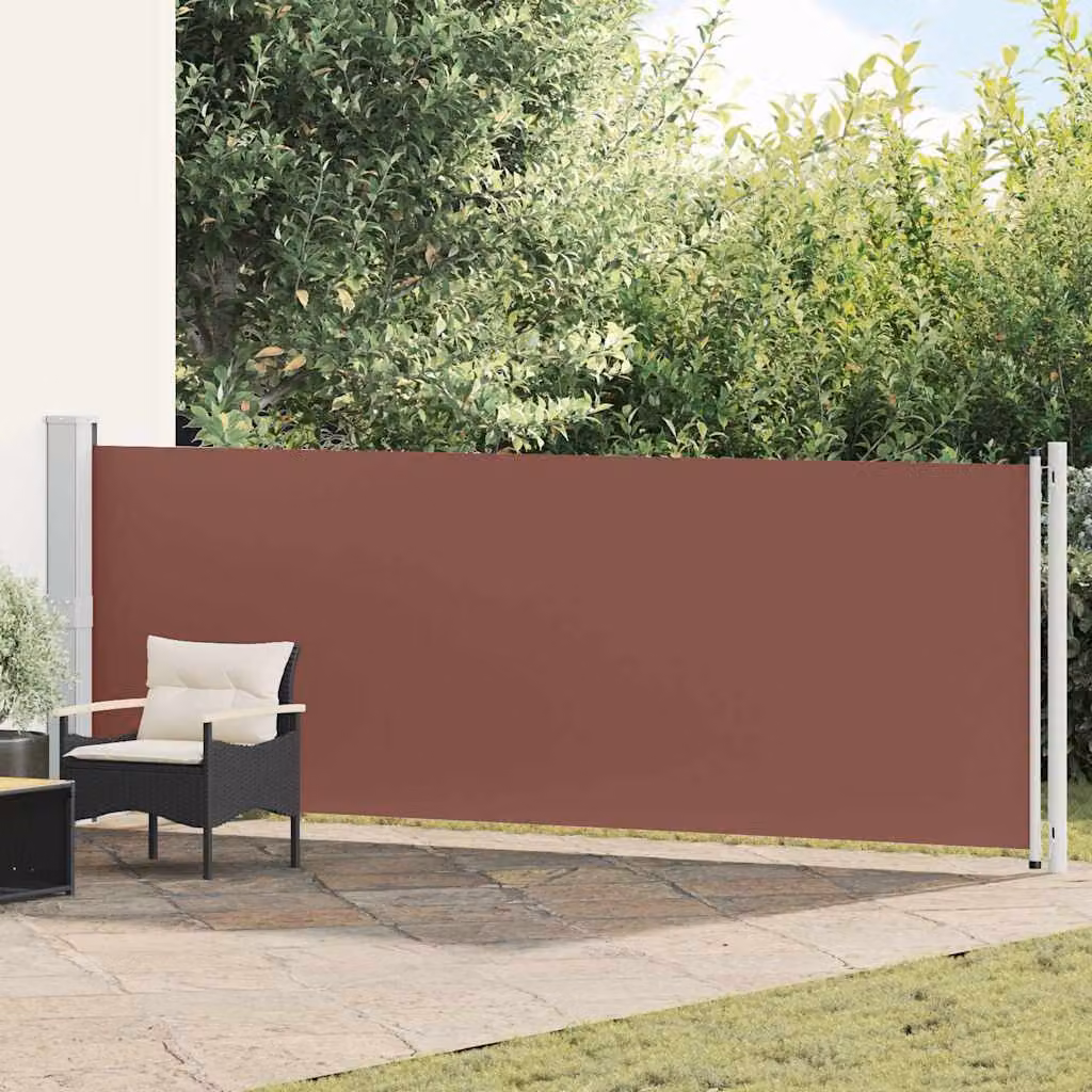 Tenda Laterale Retrattile per Patio vidaXL in Poliestere e Acciaio, Marrone, L: 600 cm, H: 140 cm