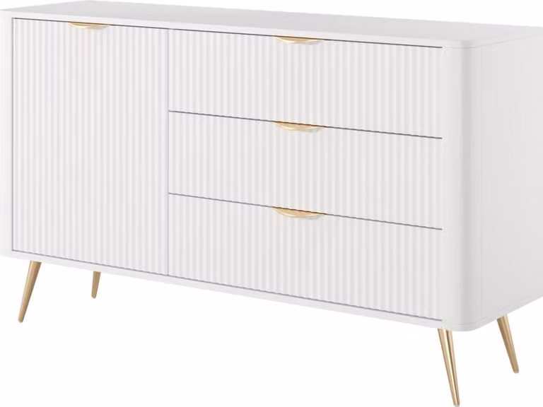 Credenza FURNLUX Lante bianca e oro 138 cm / Colore principale: bianco / Dimensioni: 138 x 81 x 38 cm