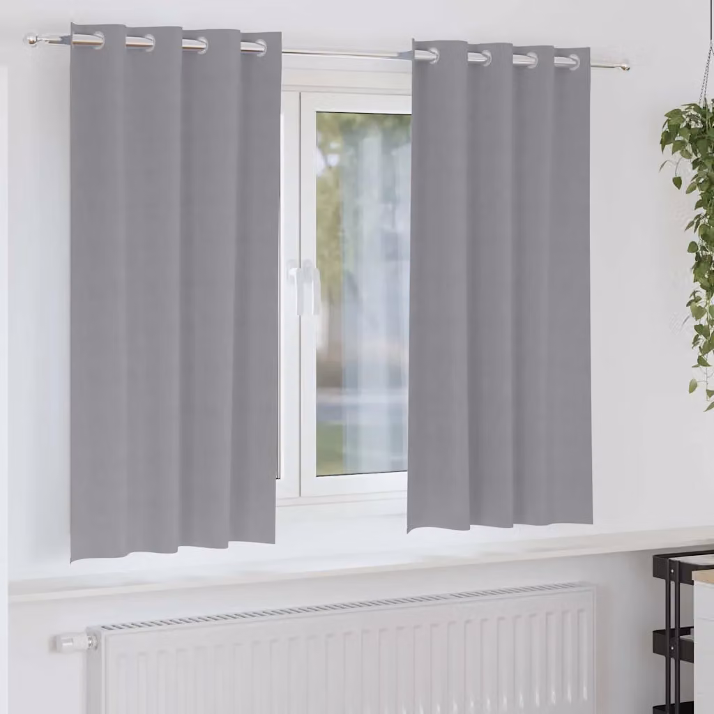 Set di 2 tende blackout vidaXL con anelli in poliestere, colore grigio, L: 175 cm x H: 140 cm