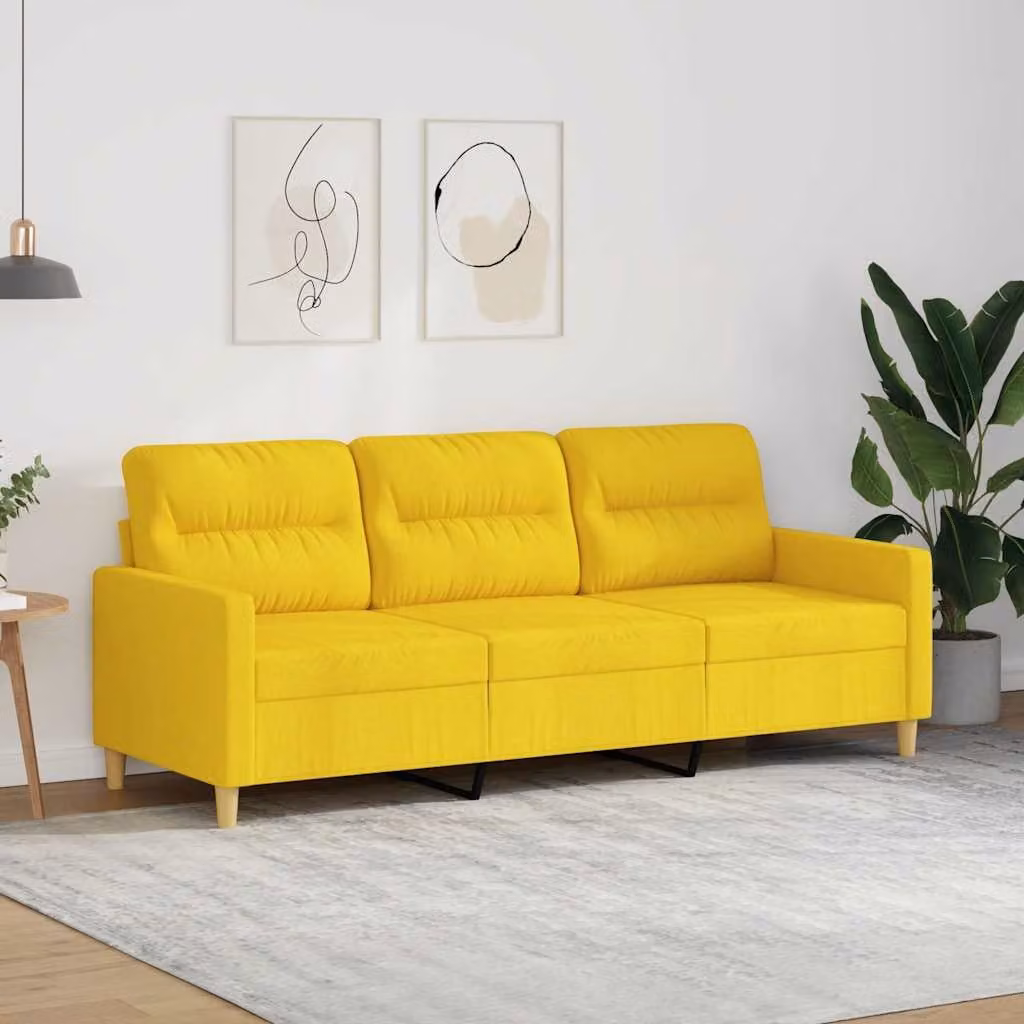 vidaXL Divano Moderno a 3 Posti in Tessuto Giallo con Struttura in Metallo